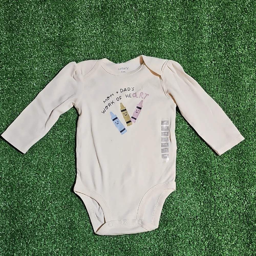 Carter's Cream Long Sleeve Bodysuit with Colorful Crayons